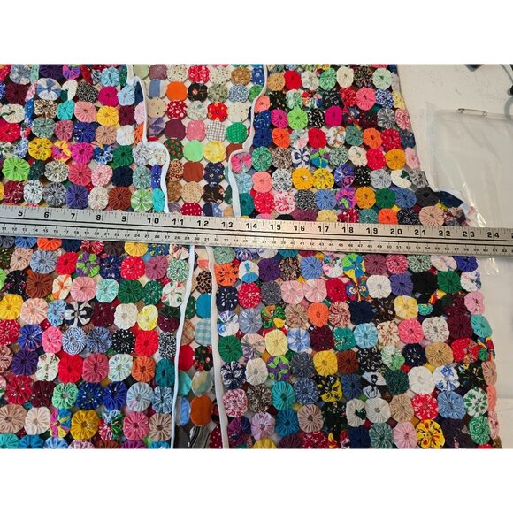 Handmade Yo-Yo Patchwork Vest - Colorful Folk Art Wearable Boho - Picture 4 of 5